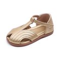 thumbnail image 4 of Gelikeya Toddler Little Girl Summer Sandals Closed Toe Flower Summer Outdoor Beach Dress Shoes Flower Girl Wedding Princess Shoes, Gold, 4 of 5