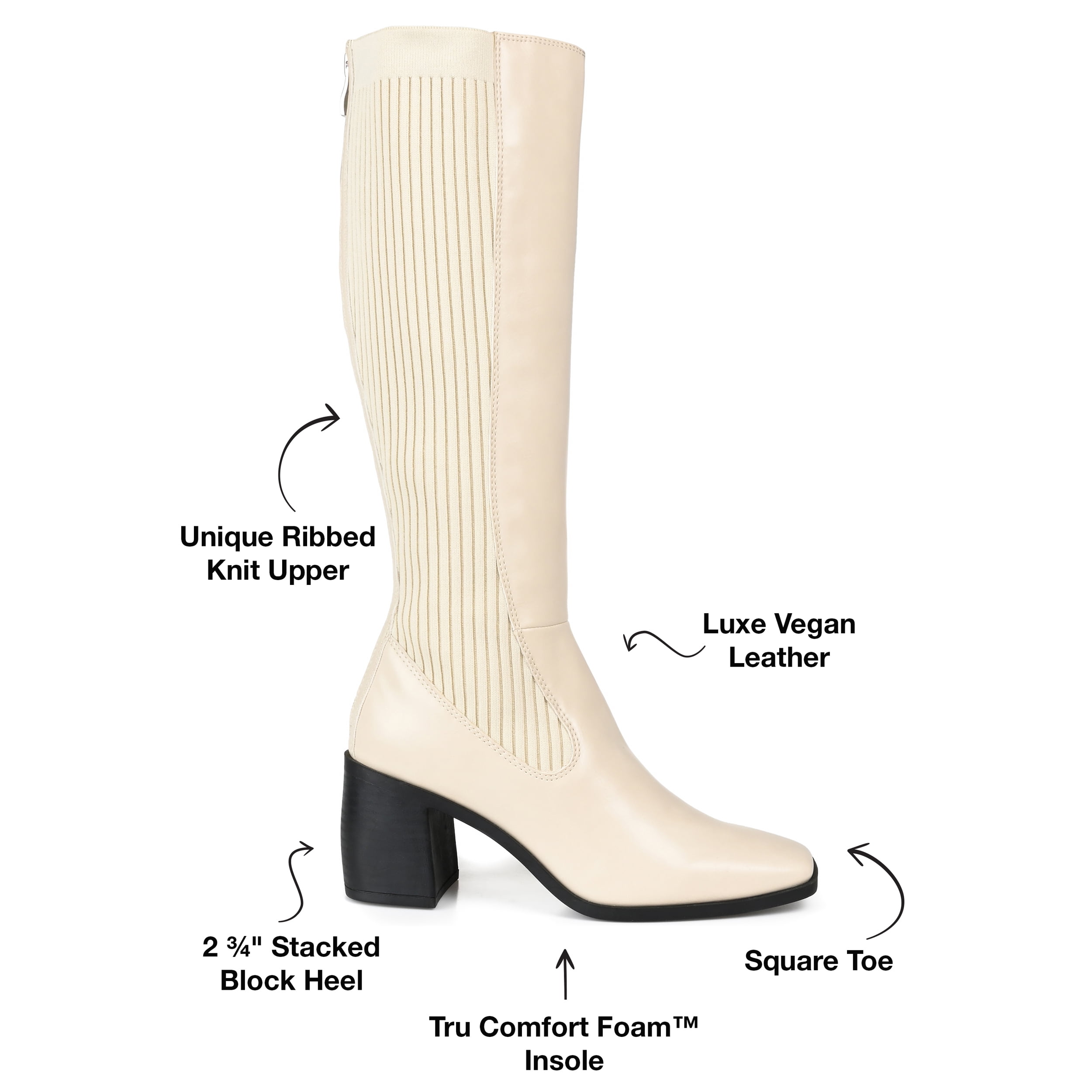 Journee Womens Winny Extra Wide Calf Stacked Heel Knee High Boots