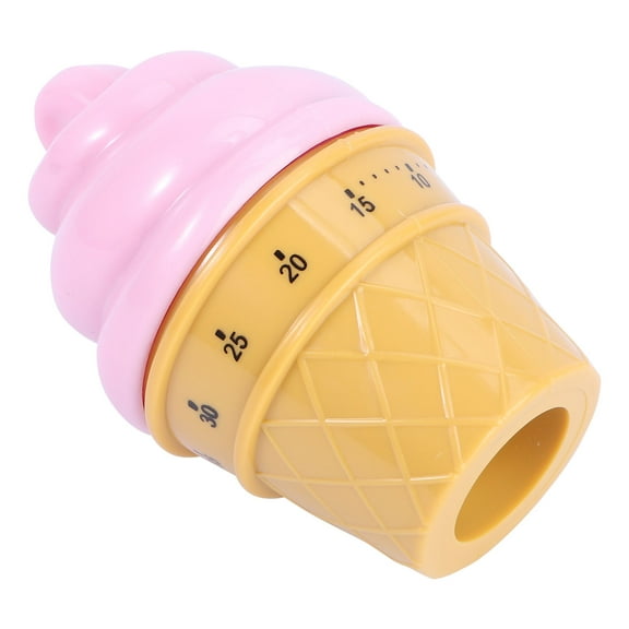 CRAFTHROU Pink Kitchen Timer 1Pc Mechanical With Ice Cream Shape For Baking And Studying