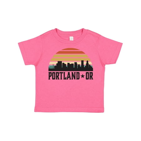 

Inktastic Portland Oregon Skyline Retro Sunset Gift Toddler Boy or Toddler Girl T-Shirt