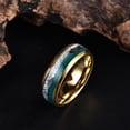thumbnail image 4 of 8mm Gold Tungsten Ring Men's Wedding Bands with Green Agate and Silver Imitated Meteorite Inlay Dome Style, 4 of 4