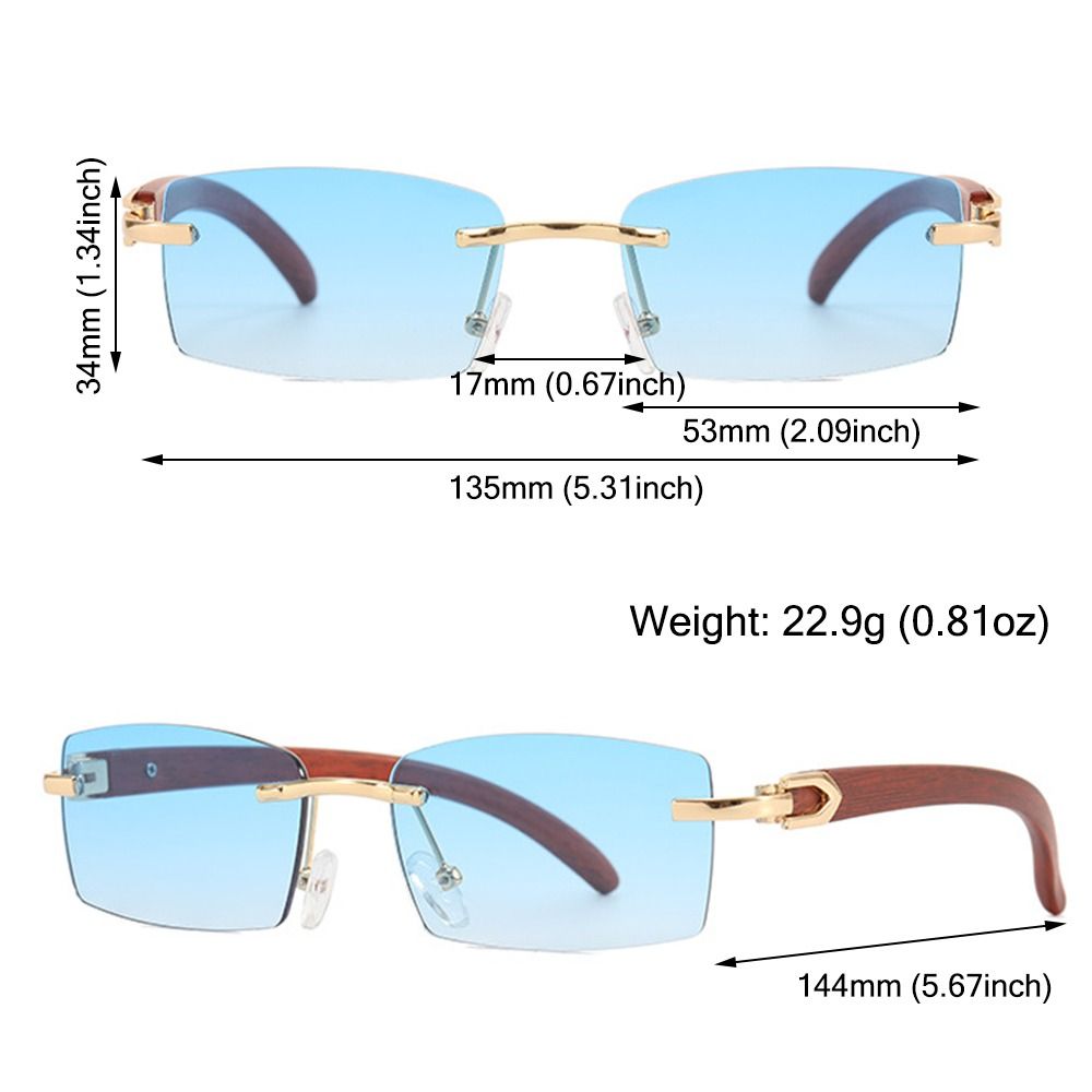 Lunettes De Soleil Vintage Rectangulaires Sans Monture - Verres Dégradés UV400 Pour Femmes Et Hommes