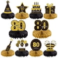thumbnail image 1 of Gexolenu 10 Piezas Centros De Mesa De Panal De 80 Cumpleaños Oro Negro Saludos A 80 Años Centros De Mesa De Cumpleaños Adornos De Mesa Para Decoraciones De 80 Cumpleaños 80 Fabulosos Suministros De De, 1 of 3