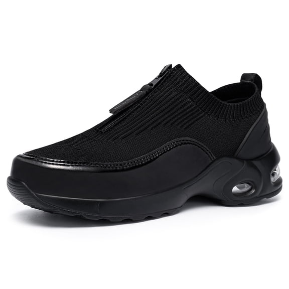 LARNMERN Women's Steel Head Shoes Air Cushion Shock Absorbent Safety Shoes Breathable Fashion Zipper Design Work Shoes