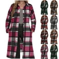 thumbnail image 6 of qucoqpe Womens Flannel Plaid Jacket Trendy Fall Winter Lapel Button Up Long Shacket Coats Casual Comfy Long Sleeve Shirts Outwear, 6 of 6
