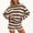 Brown women striped lounge set a1, variant on sdhkgrrt Women's 2 Piece Matching Lounge Set Soft Long Sleeve Round Neck Pullover Tops Drawstring Waist Shorts Striped Loose Casual Outfits Fall Tracksuit Clothing , Brown M