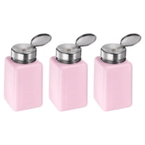 Uxcell 3pcs Solvent Alcohol Dispensers 200ml(6.8oz) Push Down Liquid Dispenser Pump w Stainless Steel Lid, Pink