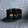 thumbnail image 2 of Pride Shack - Black Rainbow LOVE Spinner Ring LGBTQ Lesbian Gay Pride Ring Steel, 2 of 5