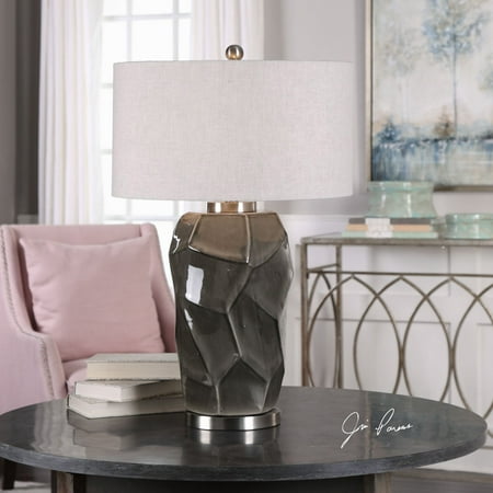 Beige Crackle Finish - Uttermost Crayton Crackled Gray Table Lamp