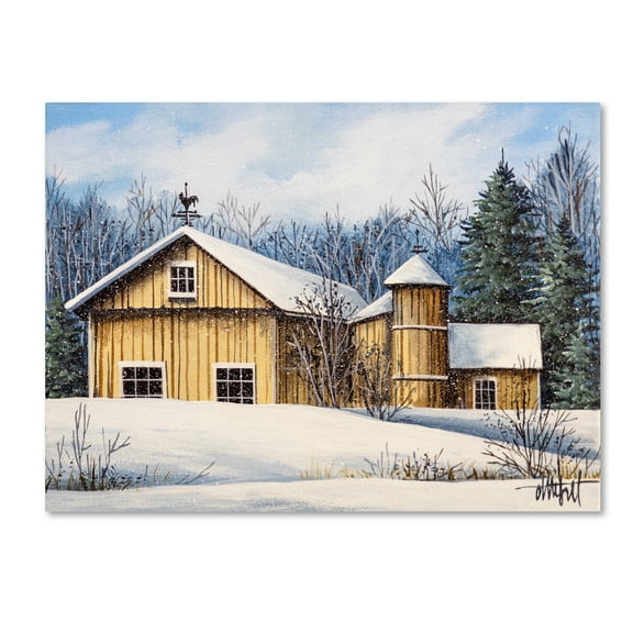 Trademark Fine Art 'Yellow Barn Winter sm' Canvas Art by Debbi Wetzel