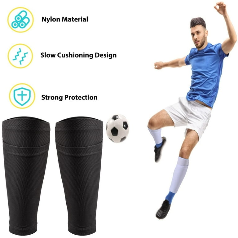 2 Pair Shin Pads Socks, Soccer Shin Guard Covers Socks Breathable