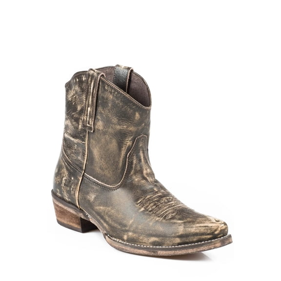 Roper Womens Dusty Distressed Snip Toe Cowboy Ankle Boots