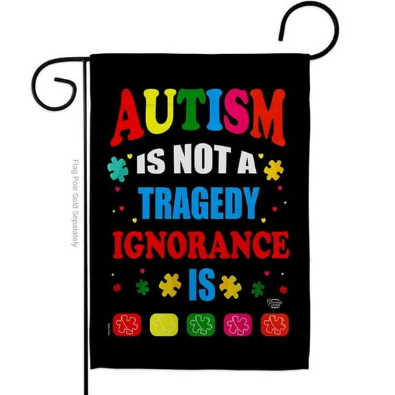 Ornament Collection G190101-BO 13 x 18.5 in. Austism Not Tragedy Support Awareness Vertical Garden Flag with Double-Sided House Decoration Banner Yard Gift