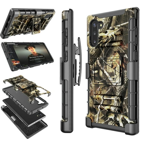 Galaxy Note 10 / Note 10 Plus Case Holster Clip, Tekcoo Shock Absorbing Swivel Locking Belt Defender Heavy Full Body Kickstand Carrying Tank Armor Cases Cover for Samsung Galaxy Note 10 6.3