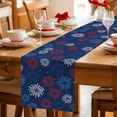 thumbnail image 3 of Independence Day Firework Table Runner, Modern Red Blue White Fireworks Star Cotton Linen Kitchen Table Decoration Washable Dining Tabletop Runners for Home Party Decor 13x120 Inches, 3 of 9