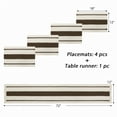 thumbnail image 4 of Table Runner, Yamaziot Placemats Set of 4 Washable Fabric Rectangle Dining Table Mats with Tassels, 12"x70" Table Flag & 13"x18" Place Mats, Brown, 4 of 8