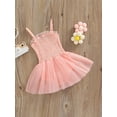 thumbnail image 3 of Franhais Toddler Baby Girls Sleeveless Jumpsuit Solid Color Casual Spaghetti Strap Princess Pleated Mesh Romper Dress, 3 of 9