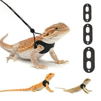 opvise 1 Set Lizard Traction Rope Adjustable Soft Comfortable Pet Lizard Traction Belt Reptile Harness Set Black