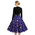 thumbnail image 5 of Womens Halloween Dress Pumpkin Costume Dresses Vintage Bat Print Dress A Line Dress Halloween Themed Plus Size Clothes Dark Purple 5XL, 5 of 6