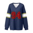 thumbnail image 6 of Women's Loose and Comfortable Letter V-Neck Sportswear Long Sleeve Sweatshirt with Number Print for Casual Wear,Navy,3XL, 6 of 8