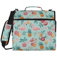 thumbnail image 2 of Zipper Binder with Shoulder Strap 2 inch 3 Ring Waterproof File Folder Organizer Bag 500 Sheet Flamingos and Pomegranates Pattern, 2 of 8