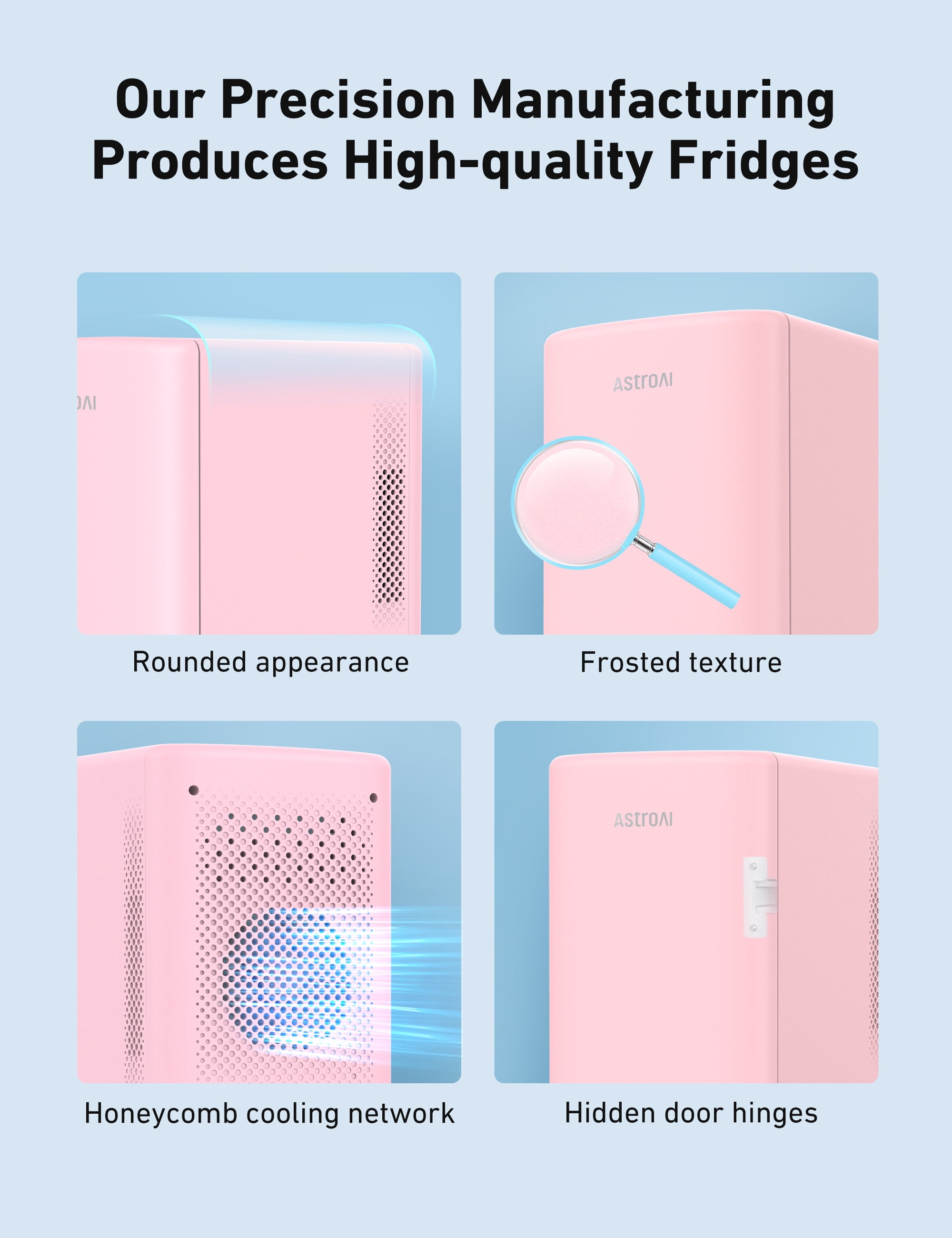 AstroAI Pink Mini Fridge, Personal Refrigerator 6 Liter/8 Cans Makeup Skincare Fridge 110V AC/ 12V DC Portable Thermoelectric Cooler and Warmer Little Tiny Fridge for Bedroom, Beverage, Skincare