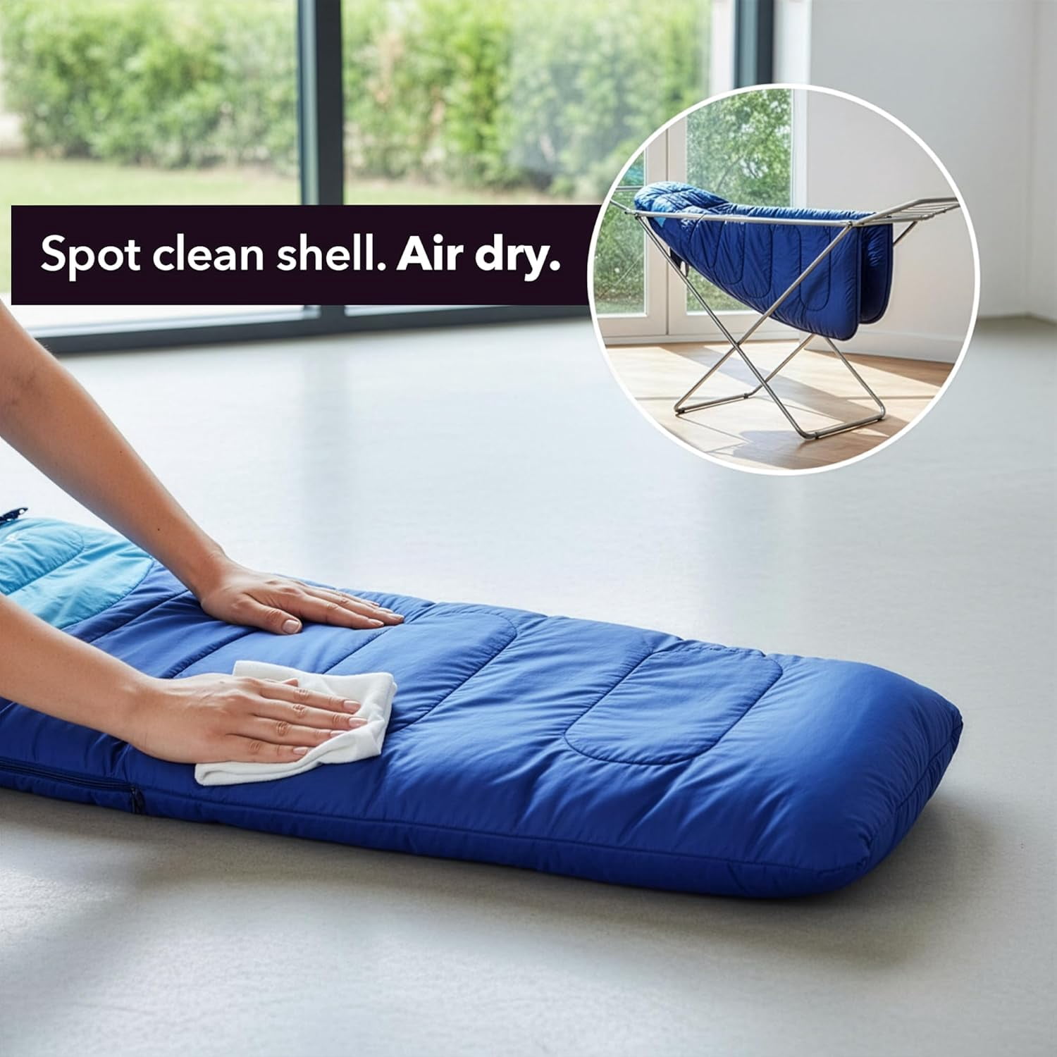 OVENTE Camping Sleeping Bag, Lightweight Waterproof, Blue SBHW001BL | Camping Gear Essential for Adults and Kids, Ideal for Cold & Warm Weather, Hiking, Hunting, Traveling, and Outdoors
