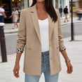 thumbnail image 2 of Women's Single Button Blazer Casual Long Sleeve Fashion Outerwear Khaki L, 2 of 6