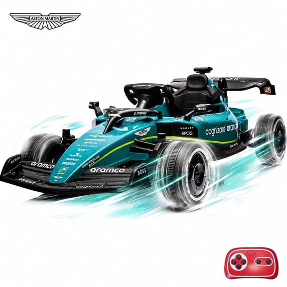 Licensed Aston Martin Electric Go Kart for Kids 3-8, 24V Drift Kart, Ride on Toys with Bluetooth Music, Remote Control, 4x100W Motors, EVA Wheels
