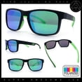 thumbnail image 2 of Polarized Color Mirror Light Weight Rectangle Sport Plastic Sunglasses Black Green - Green Mirror, 2 of 8