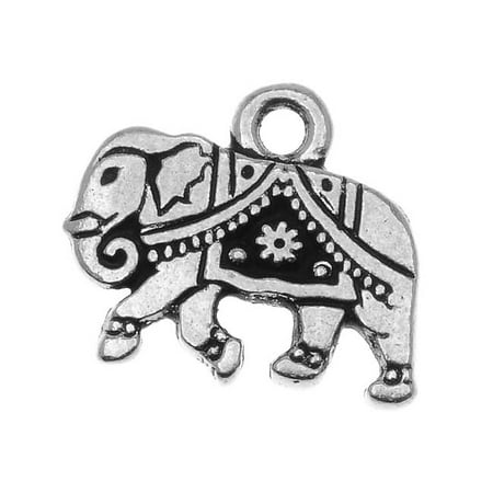 - Fine Silver Plated Pewter Indian Elephant Charm 12mm (1)