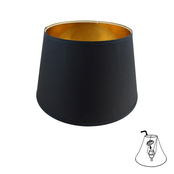 FSLiving Black-Gold Mushroom Designed Fabric Lamp Shade Replacement, Slip UNO Fitter Art Cover, Decorative for DIY Torchiere Ceiling Pendants Table, Swag Lamp Wall Sconce, 12" X 10" X 16"