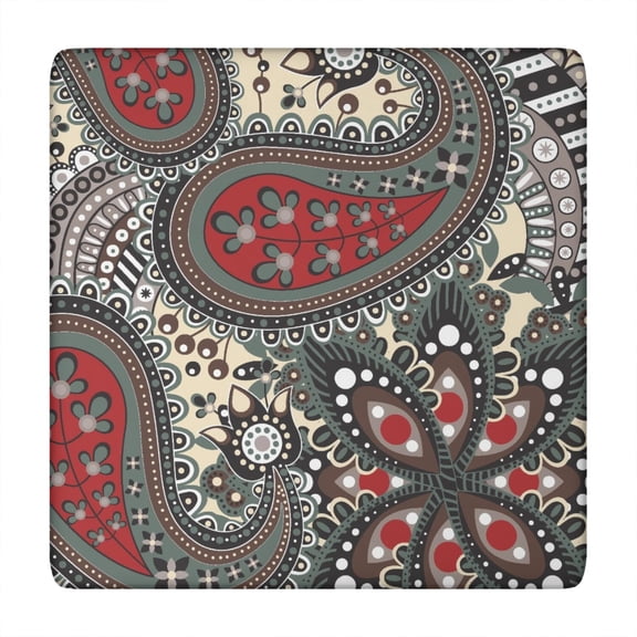 Tablecloth Artistic Mandala Paisley Inspired Design Waterproof Squre Cover with Elastic Fit for Chic Dining
