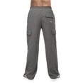 thumbnail image 2 of Men's Fleece Heavyweight Cargo Pants Sweatpants, Charcoal Grey, Small, 2 of 5