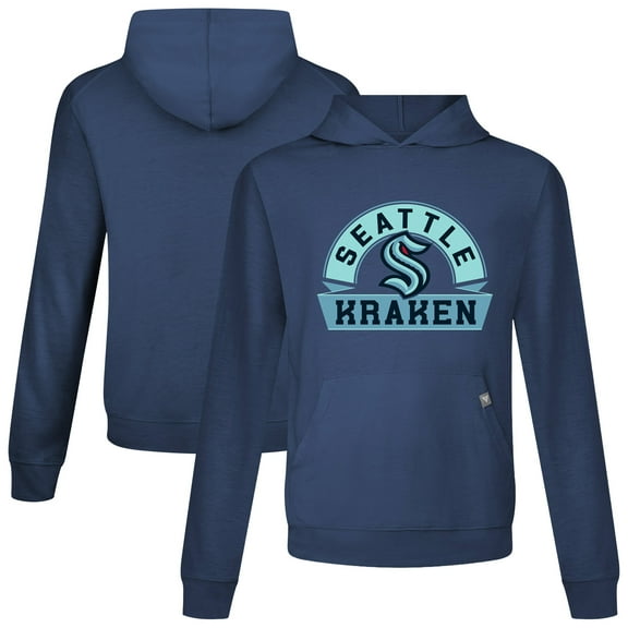 Men's Levelwear Navy Seattle Kraken Relay Banner Arch Pullover Hoodie