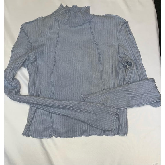 MSRP $29 And Now This Ribbed Exposed-Seam Top Blue Size Small