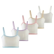 MANJIAMEI MANJIEMEI 5Pcs Training Bra for Girls 12-14 Cotton Crop Bralette Sports Bras for Kids