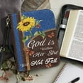 thumbnail image 3 of Kuiaobaty Sunflower Butterfly Print Bible Covers for Women Men God is Within Her PU Leather Bible Case Bag Tote Bag with Handle and Shoulder Strap, Zippered Church Bag Bible Carrying Accessories, M, 3 of 7