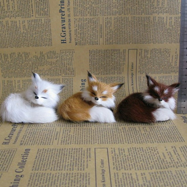 Simulation Fox Toy Realistic Adorable Plastic Fleece Long Plush Cute Squatting Fox Model for Home
