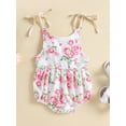 thumbnail image 3 of Seyurigaoka Infant Baby Girl Summer Jumpsuit Floral Print Bottom Snap Sleeveless Romper Outdoor Wear Casual Strap Clothes, 3 of 9