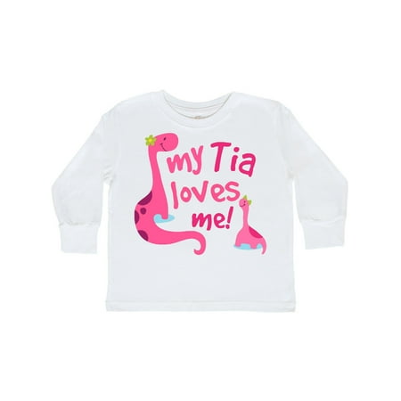 

Inktastic Tia Loves Me Niece Girl Dinosaur Gift Toddler Toddler Girl Long Sleeve T-Shirt