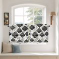 thumbnail image 2 of Black Geometric Moroccan Tier Curtains 24 Inch Length, Abstract Grey Ombre Modern Cafe Short Curtains for Bathroom Over Sink, Small Kitchen Curtain Light Filtering Tiered Drapes 2 Panels 27.5"Wx24"L, 2 of 8
