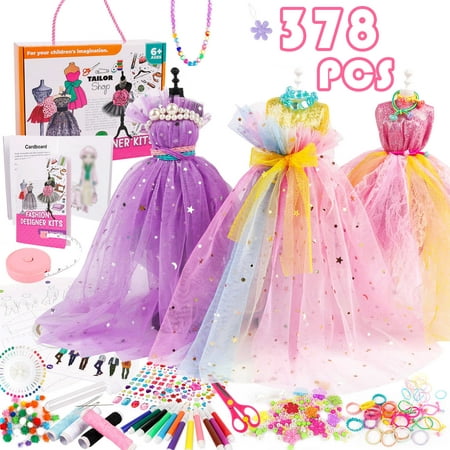 Sytle-Carry 378 Pcs Fashion Designer Kits for Girls Ages 6+, Arts and Crafts for Kids, Girl Toys for Age 6 7 8 9 10 11 12+ Year Old Gifts