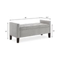 thumbnail image 7 of Storage Bench with Nails Trim, Upholstered Tufted Button Footrest Stool with Armrest and Soft Padded Seat, End of Bed Bench with Wood Legs for Living Room Bedroom Entryway, Gray, 7 of 7