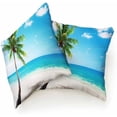 thumbnail image 4 of Ryan; Pillowcase Beautiful Beach with Coconut Palm Tree Blue Sky Set of 2 Square,Throw Pillow Covers Decorative for Couch and Bed for Boy Girl 18X18 Inches, 4 of 8