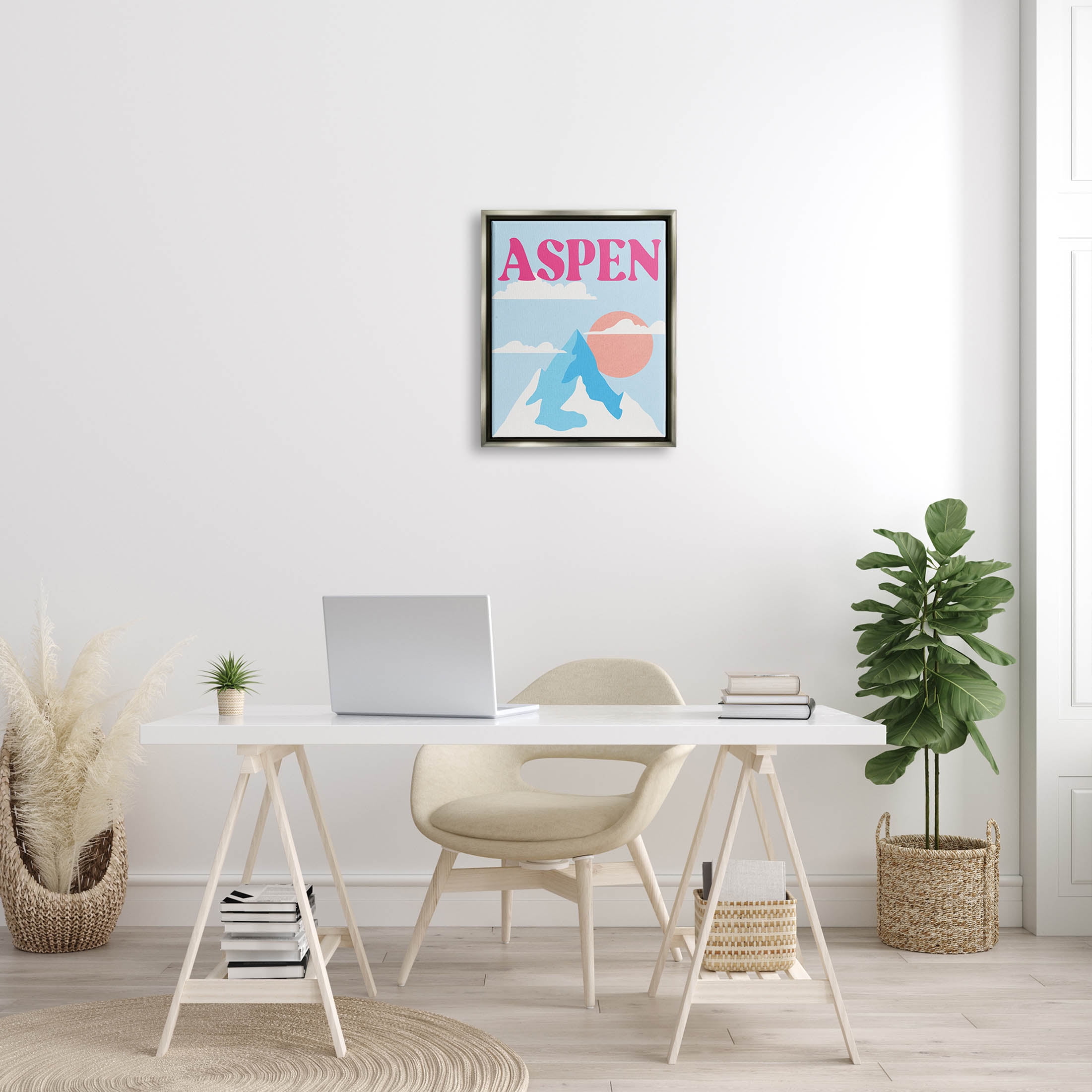 Stupell Industries Aspen Snowy Mountain Peak Graphic Art Luster Gray Floating Framed Canvas Print Wall Art, Design by Lil' Rue
