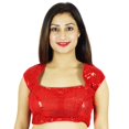 thumbnail image 5 of Designer Red Stitched Blouse Party Wear Dense Sequins Ready-Made Crop-Top, 5 of 5