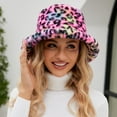 thumbnail image 2 of Breezora Women's Zebra Print Bucket Hat Winter Warm Fluffy Fisherman Cap for Fashion Outdoor Use Hot Pink, 2 of 9