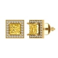 thumbnail image 3 of 2.24 ct Screw-Back Stud Earrings for Women | 5.5mm Princess Cut Simulated Yellow Diamond | 18K Yellow Gold, 3 of 5