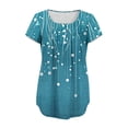 thumbnail image 4 of Pisexur Hauts de Printemps pour Femmes 2025, Hauts pour Femmes, Hauts de Sortie pour Femmes, Hauts pour Dames & Haut Décontracté à la Mode Plissé à Manches Courtes Imprimé à Col Rond Bleu pour Femmes, m, 4 of 7